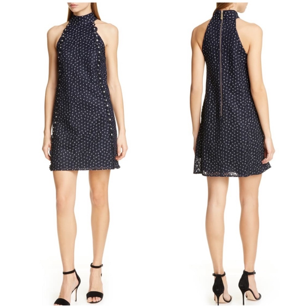 TED BAKER LONDON DAYSIL Daisy Lace Halter Navy Mini Dress Size 3